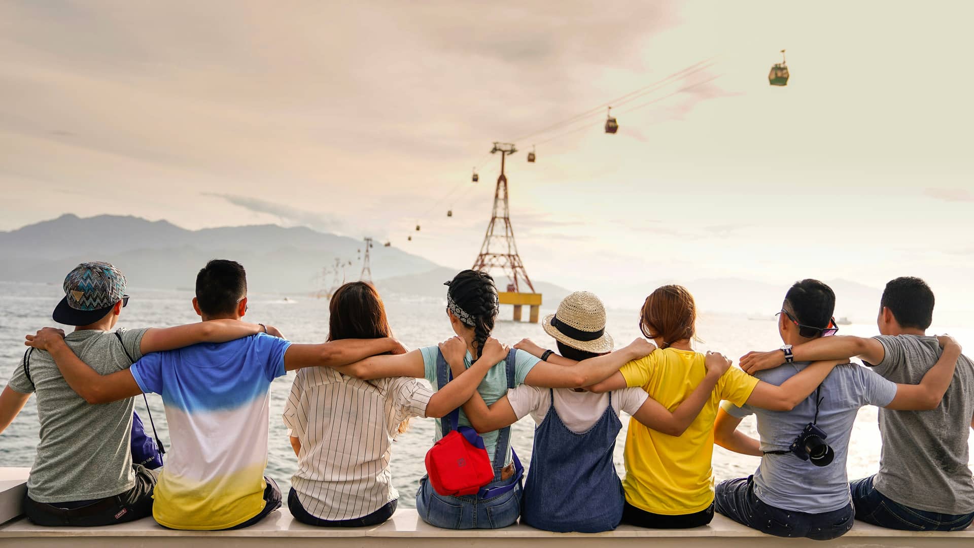 Family gathering together at a large holiday house