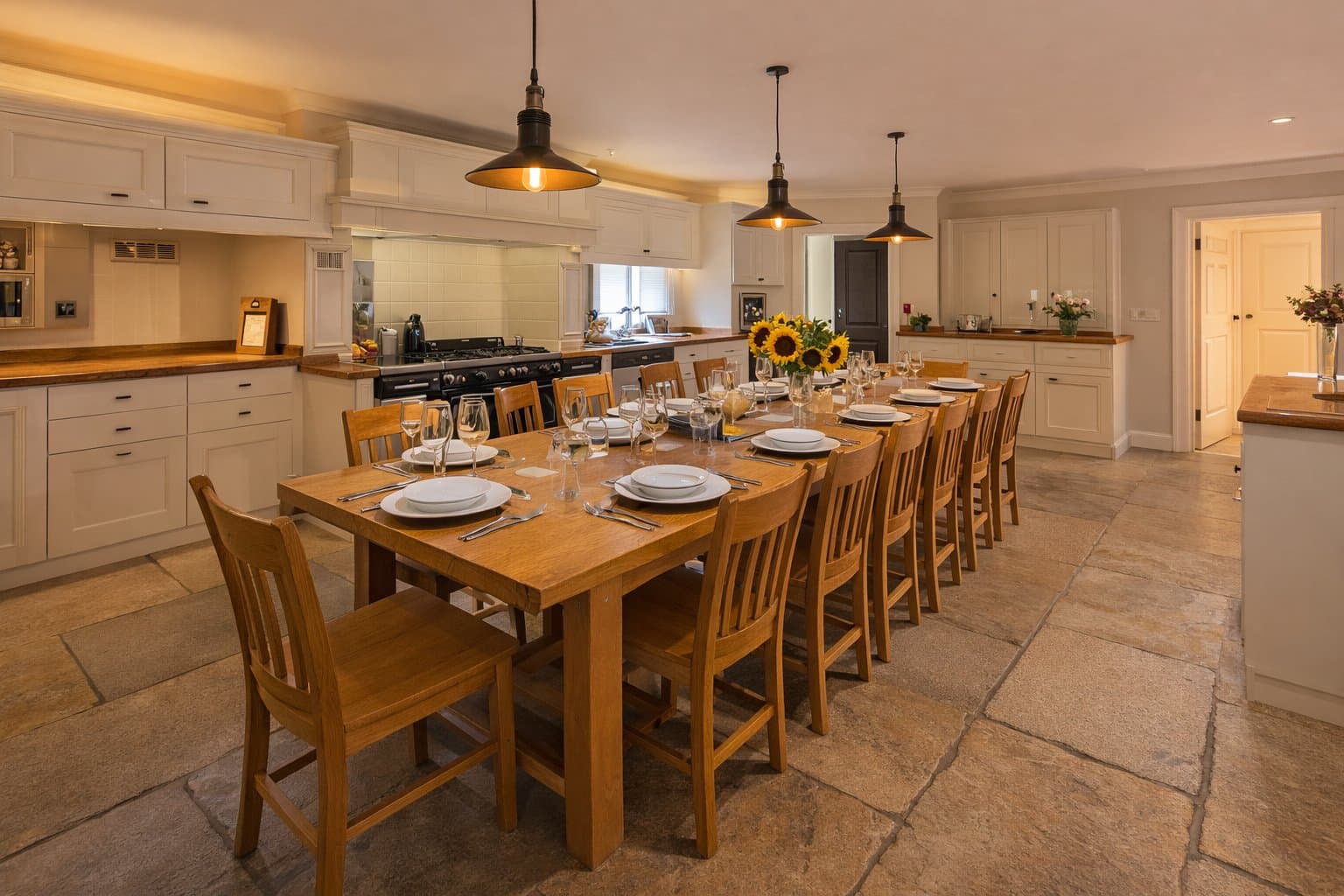 Willowbrook Farmhouse — kitchen and dining area, Masham