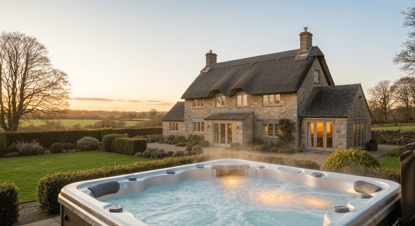 Luxury UK country house with outdoor hot tub
