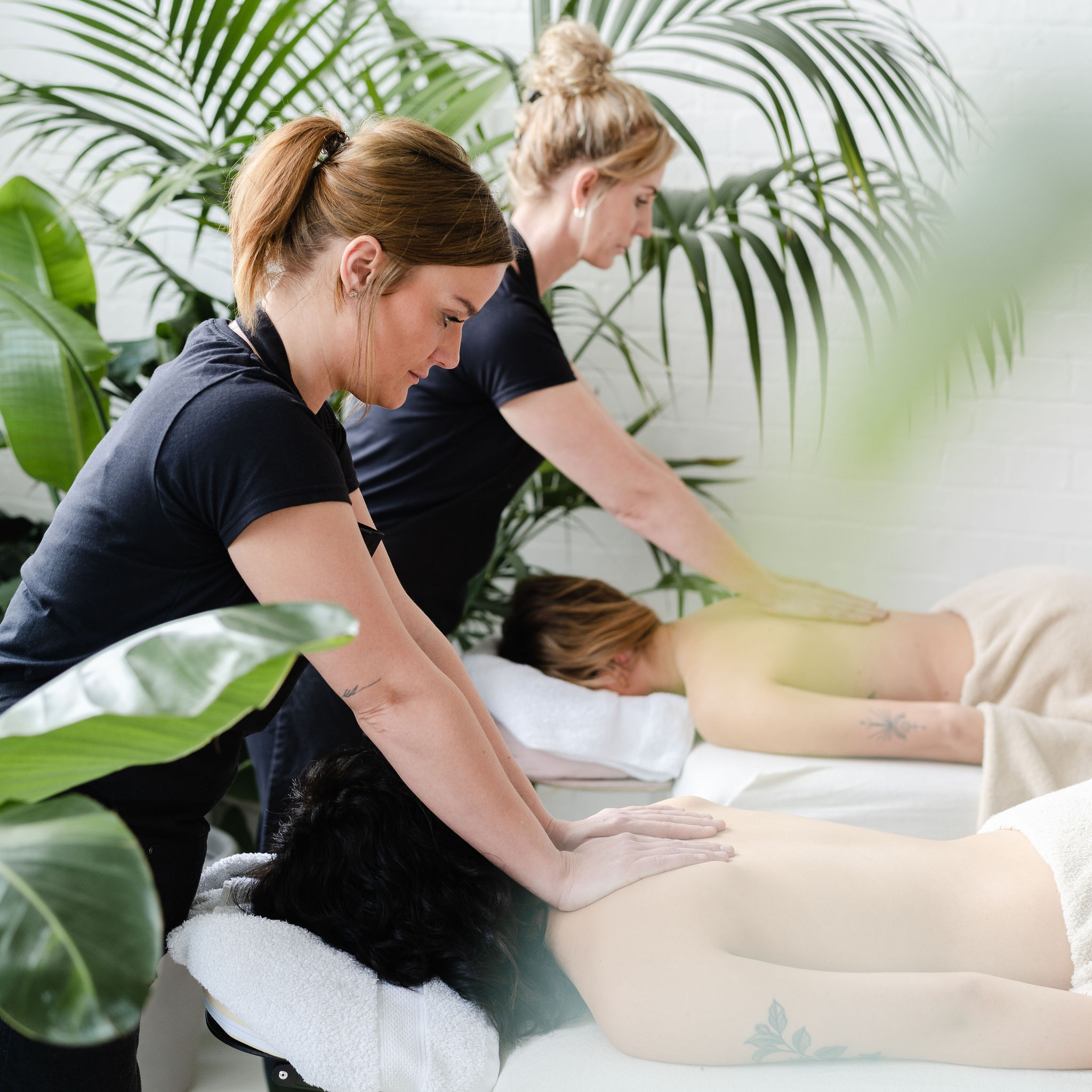Hen party group enjoying a mobile spa treatment together in their house